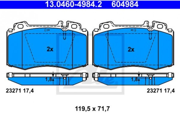 Ate Σετ τακάκια, Δισκόφρενα - 13.0460-4984.2