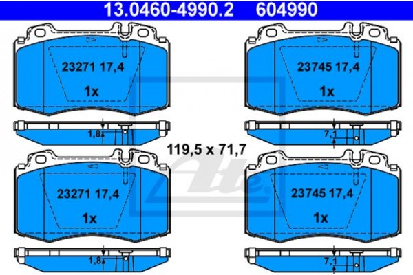 Ate Σετ τακάκια, Δισκόφρενα - 13.0460-4990.2