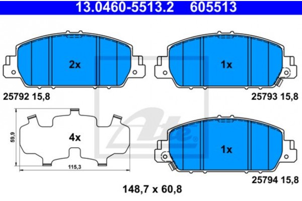 Ate Σετ τακάκια, Δισκόφρενα - 13.0460-5513.2