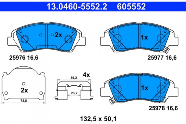 Ate Σετ τακάκια, Δισκόφρενα - 13.0460-5552.2