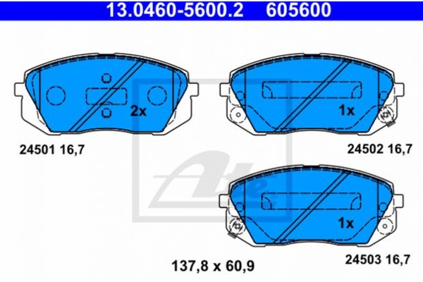 Ate Σετ τακάκια, Δισκόφρενα - 13.0460-5600.2