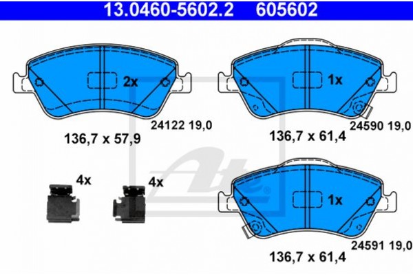 Ate Σετ τακάκια, Δισκόφρενα - 13.0460-5602.2