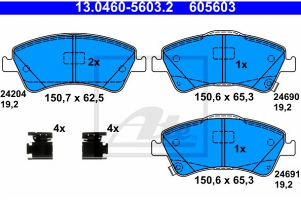 Ate Σετ τακάκια, Δισκόφρενα - 13.0460-5603.2