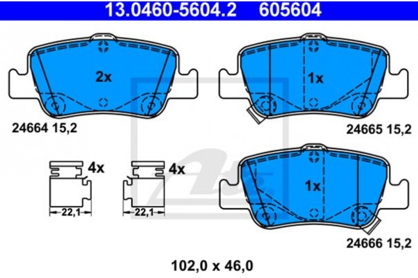 Ate Σετ τακάκια, Δισκόφρενα - 13.0460-5604.2