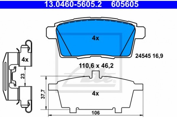 Ate Σετ τακάκια, Δισκόφρενα - 13.0460-5605.2