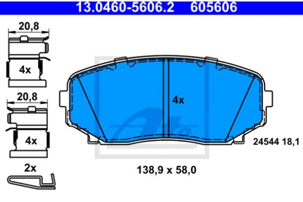 Ate Σετ τακάκια, Δισκόφρενα - 13.0460-5606.2