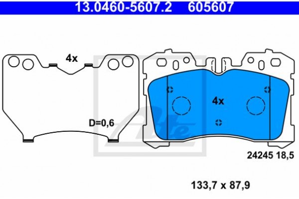 Ate Σετ τακάκια, Δισκόφρενα - 13.0460-5607.2