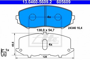 Ate Σετ τακάκια, Δισκόφρενα - 13.0460-5609.2