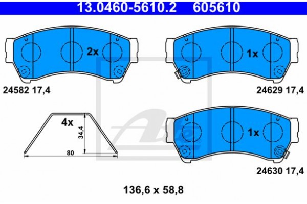 Ate Σετ τακάκια, Δισκόφρενα - 13.0460-5610.2