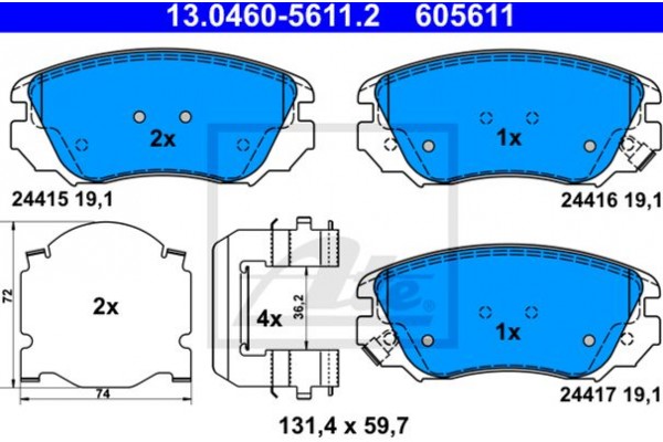 Ate Σετ τακάκια, Δισκόφρενα - 13.0460-5611.2