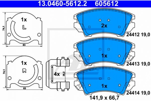 Ate Σετ τακάκια, Δισκόφρενα - 13.0460-5612.2