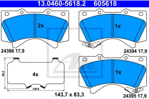 Ate Σετ τακάκια, Δισκόφρενα - 13.0460-5618.2