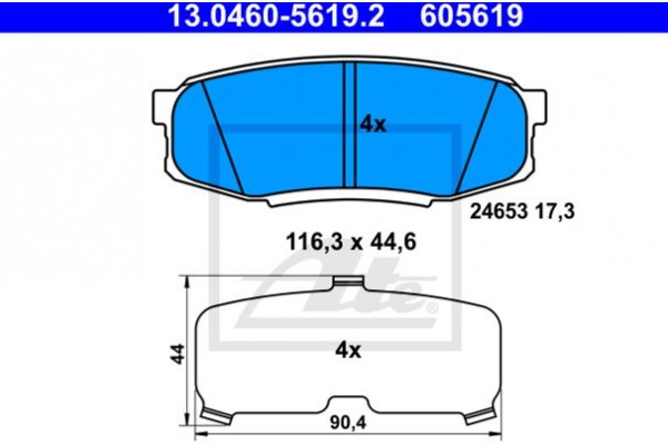 Ate Σετ τακάκια, Δισκόφρενα - 13.0460-5619.2