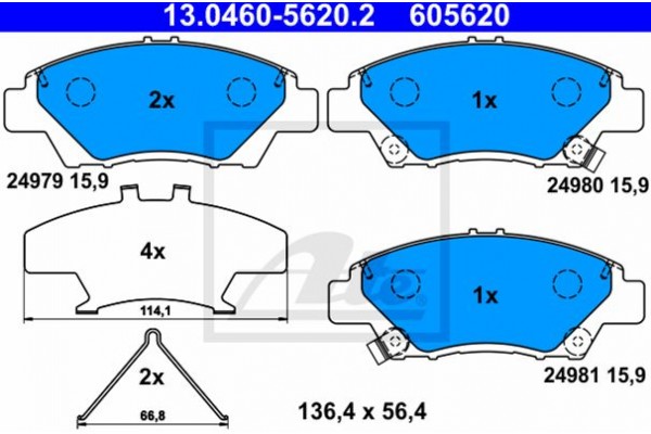 Ate Σετ τακάκια, Δισκόφρενα - 13.0460-5620.2