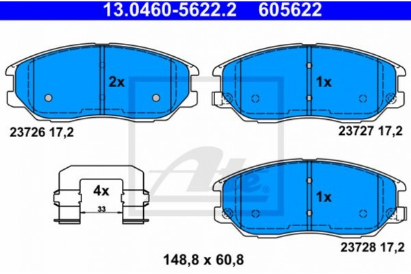 Ate Σετ τακάκια, Δισκόφρενα - 13.0460-5622.2