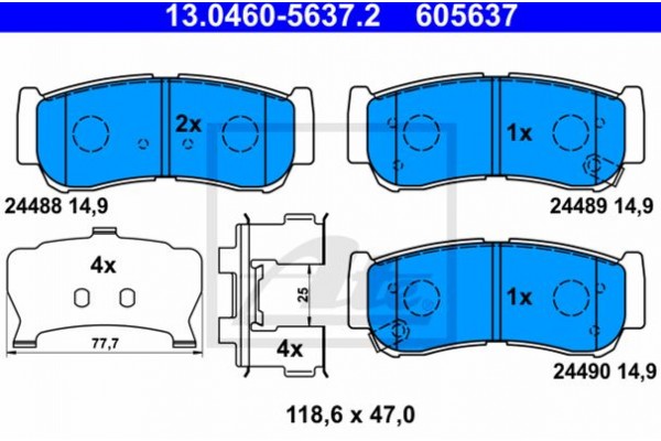 Ate Σετ τακάκια, Δισκόφρενα - 13.0460-5637.2