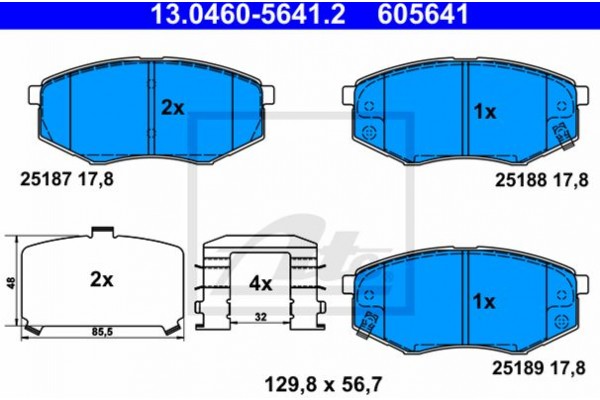 Ate Σετ τακάκια, Δισκόφρενα - 13.0460-5641.2