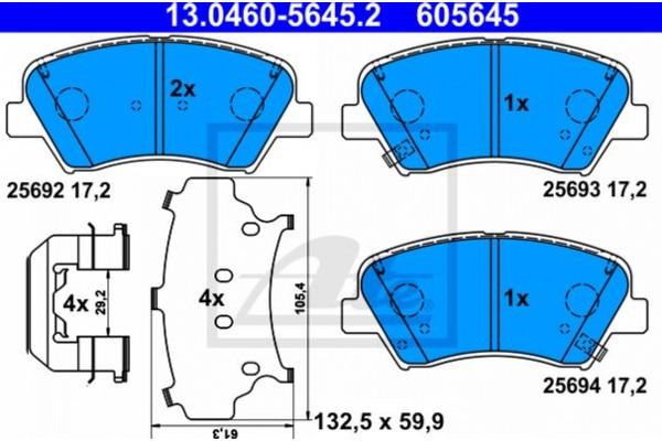 Ate Σετ τακάκια, Δισκόφρενα - 13.0460-5645.2