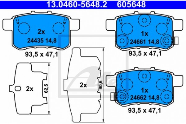 Ate Σετ τακάκια, Δισκόφρενα - 13.0460-5648.2