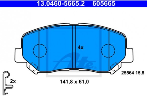 Ate Σετ τακάκια, Δισκόφρενα - 13.0460-5665.2