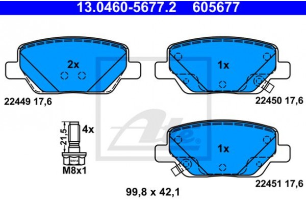 Ate Σετ τακάκια, Δισκόφρενα - 13.0460-5677.2