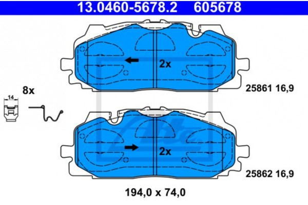 Ate Σετ τακάκια, Δισκόφρενα - 13.0460-5678.2