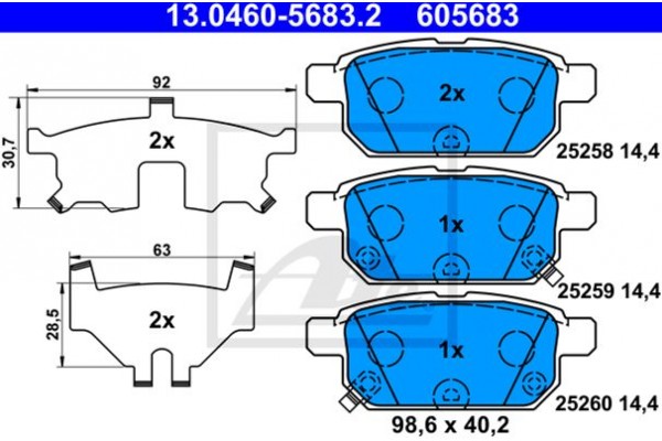 Ate Σετ τακάκια, Δισκόφρενα - 13.0460-5683.2