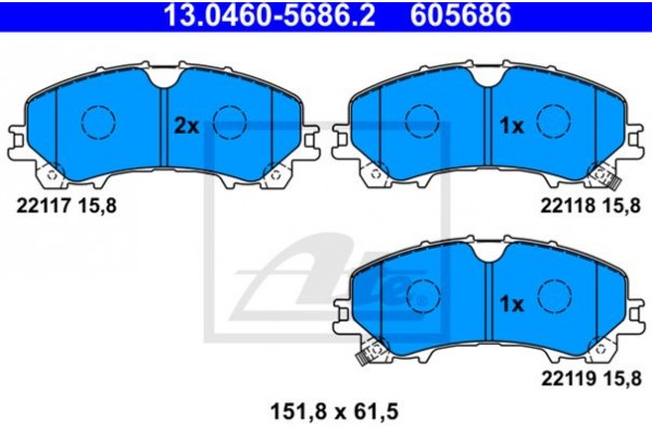 Ate Σετ τακάκια, Δισκόφρενα - 13.0460-5686.2