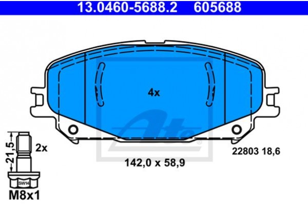 Ate Σετ τακάκια, Δισκόφρενα - 13.0460-5688.2