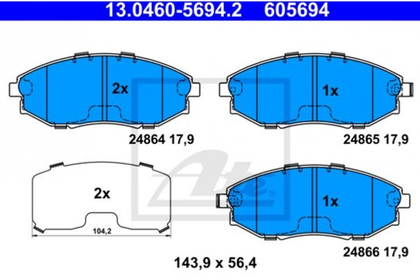 Ate Σετ τακάκια, Δισκόφρενα - 13.0460-5694.2