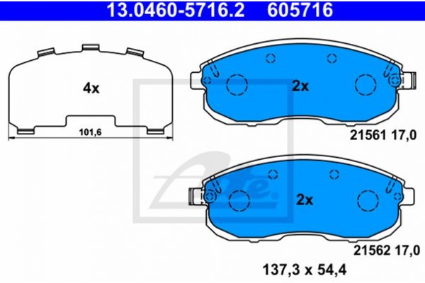 Ate Σετ τακάκια, Δισκόφρενα - 13.0460-5716.2