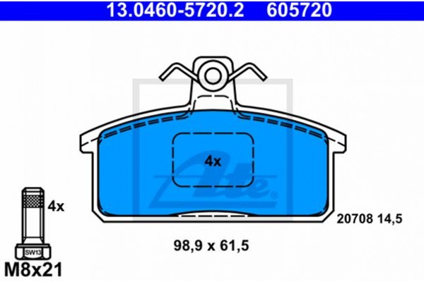 Ate Σετ τακάκια, Δισκόφρενα - 13.0460-5720.2