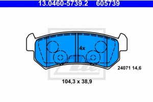 Ate Σετ τακάκια, Δισκόφρενα - 13.0460-5739.2