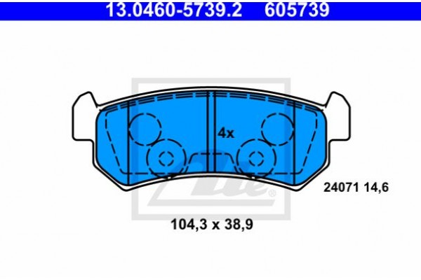 Ate Σετ τακάκια, Δισκόφρενα - 13.0460-5739.2