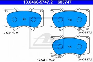 Ate Σετ τακάκια, Δισκόφρενα - 13.0460-5747.2