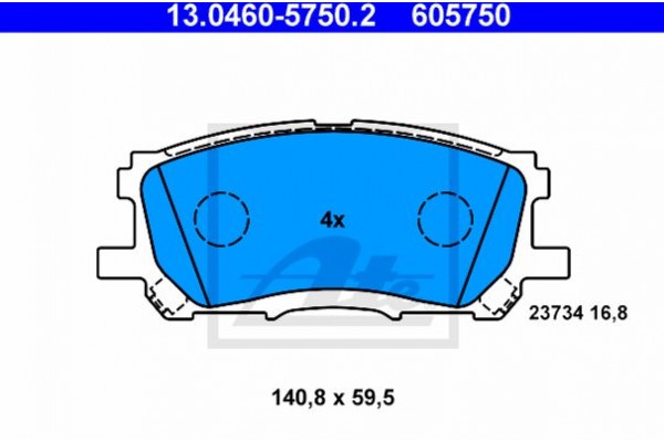 Ate Σετ τακάκια, Δισκόφρενα - 13.0460-5750.2