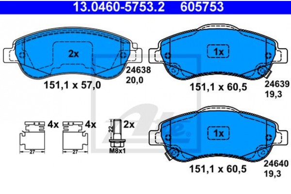 Ate Σετ τακάκια, Δισκόφρενα - 13.0460-5753.2