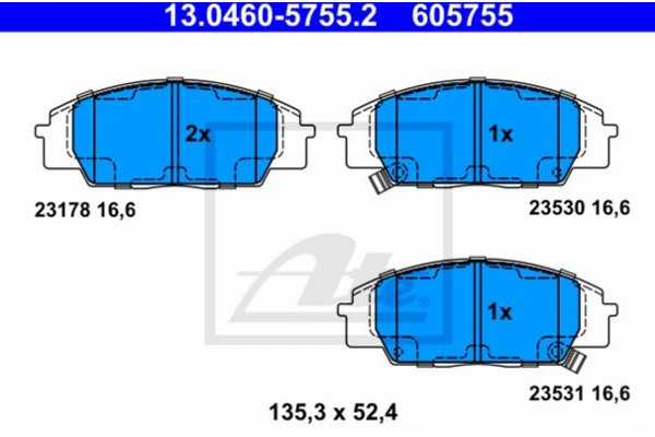 Ate Σετ τακάκια, Δισκόφρενα - 13.0460-5755.2