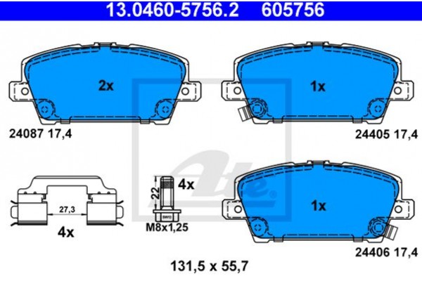 Ate Σετ τακάκια, Δισκόφρενα - 13.0460-5756.2