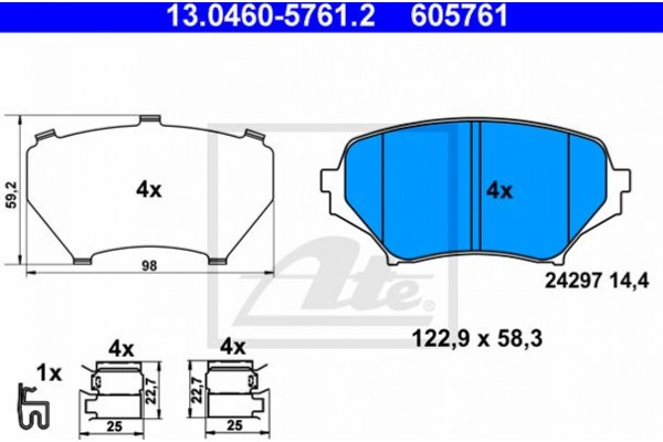 Ate Σετ τακάκια, Δισκόφρενα - 13.0460-5761.2