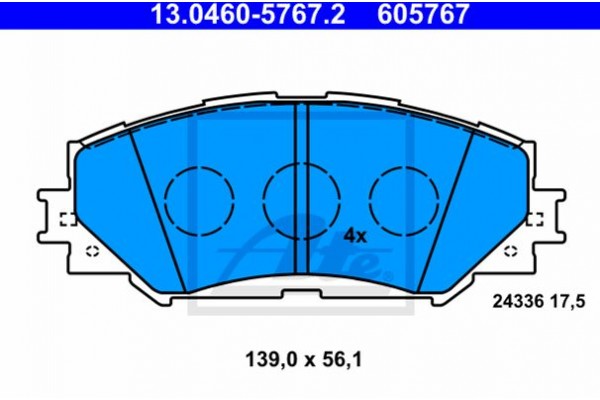 Ate Σετ τακάκια, Δισκόφρενα - 13.0460-5767.2