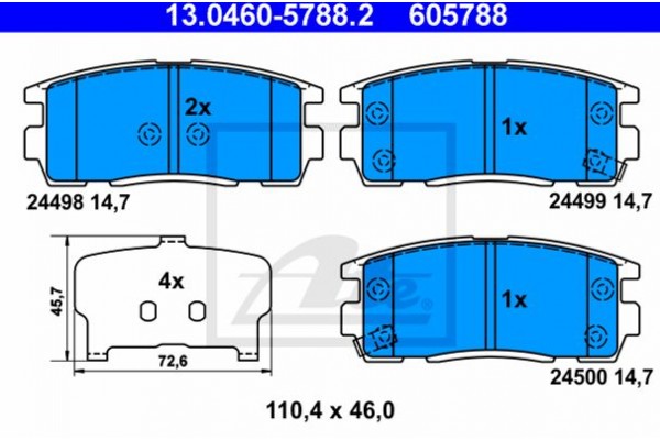 Ate Σετ τακάκια, Δισκόφρενα - 13.0460-5788.2