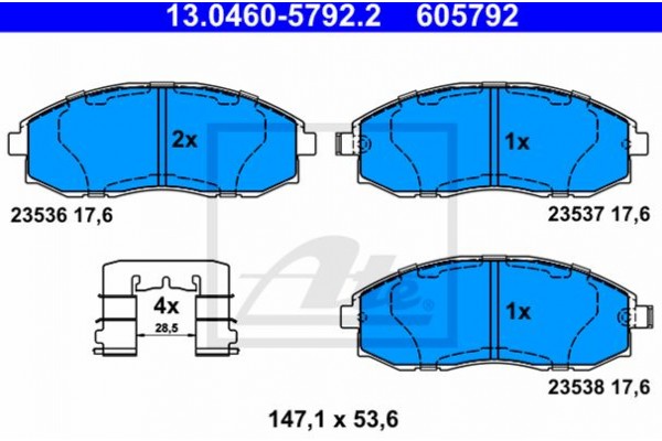 Ate Σετ τακάκια, Δισκόφρενα - 13.0460-5792.2