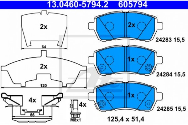 Ate Σετ τακάκια, Δισκόφρενα - 13.0460-5794.2