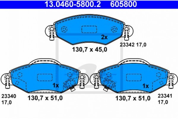 Ate Σετ τακάκια, Δισκόφρενα - 13.0460-5800.2