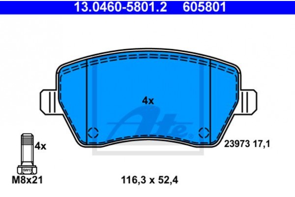 Ate Σετ τακάκια, Δισκόφρενα - 13.0460-5801.2