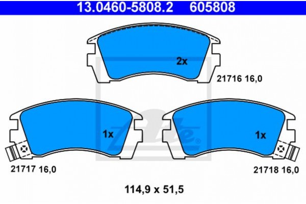 Ate Σετ τακάκια, Δισκόφρενα - 13.0460-5808.2