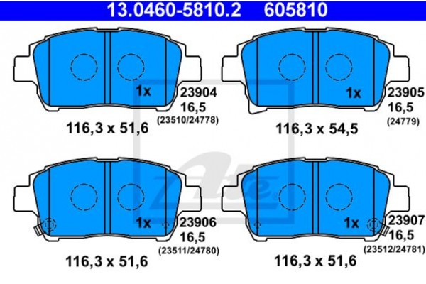 Ate Σετ τακάκια, Δισκόφρενα - 13.0460-5810.2