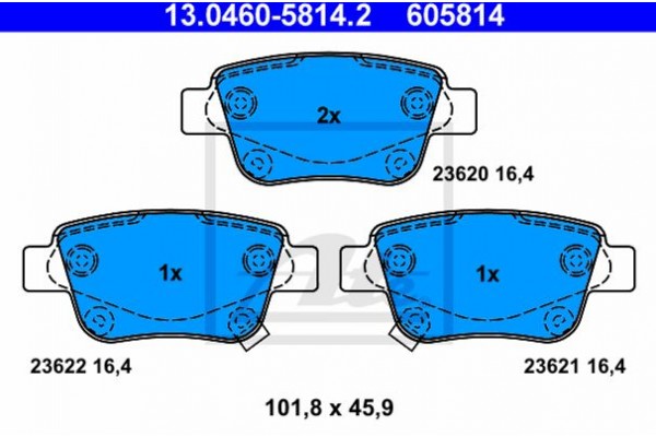 Ate Σετ τακάκια, Δισκόφρενα - 13.0460-5814.2