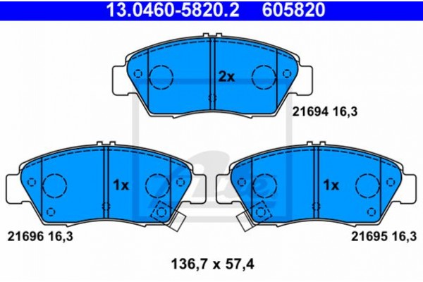 Ate Σετ τακάκια, Δισκόφρενα - 13.0460-5820.2